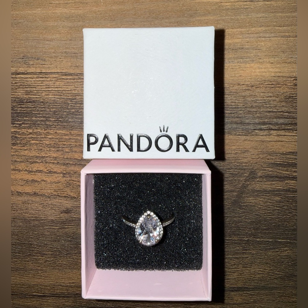 Pandora Silver Teardrop Halo Ring